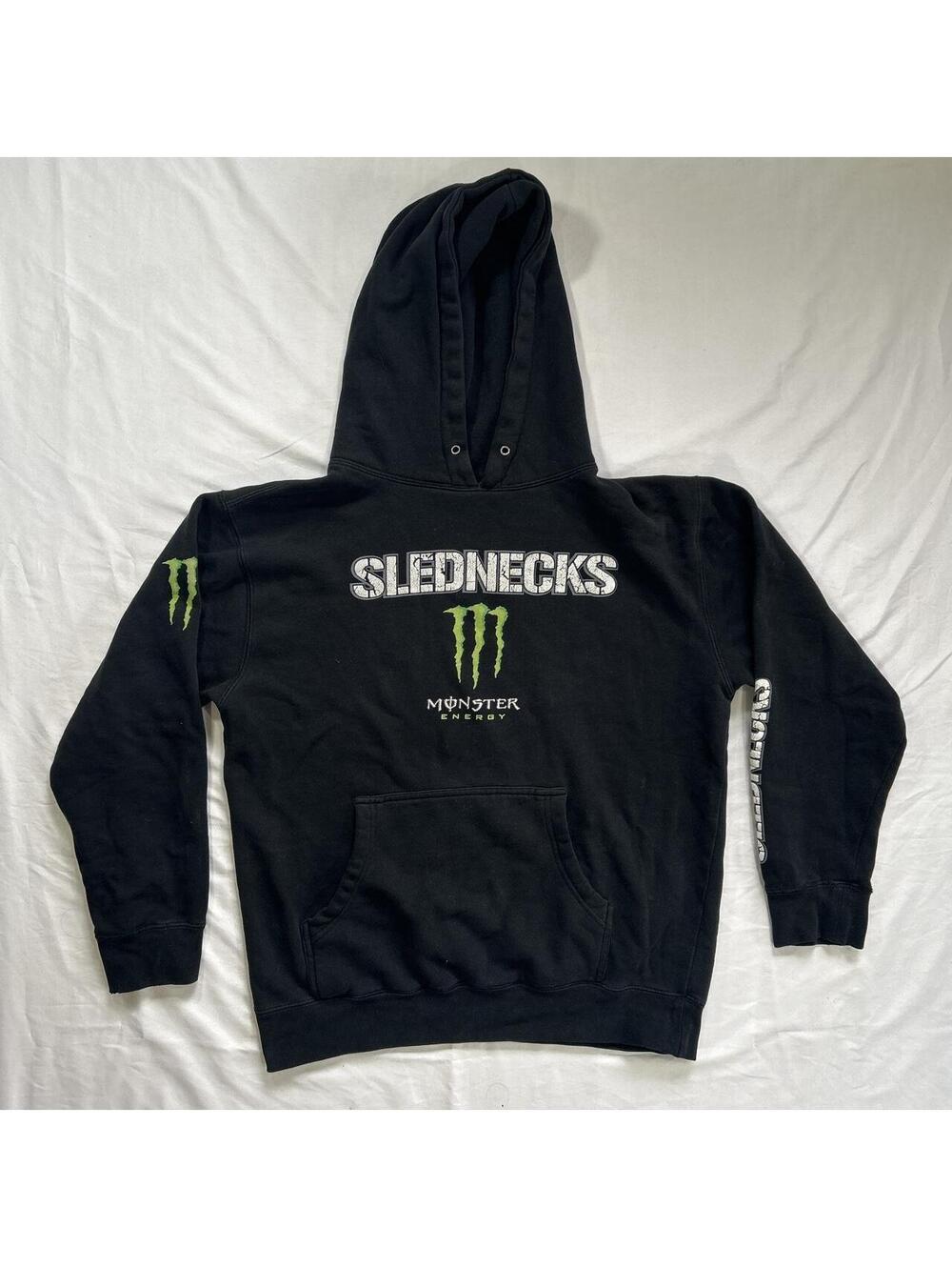 Monster Energy x Slednecks Men's Black and Green Hoodie.